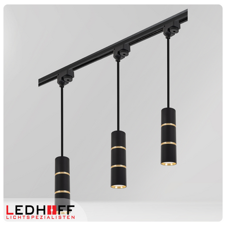 Oświetlenie szynowe czarny złoty 3x lampa wisząca 100cm GU10 szyna 1m