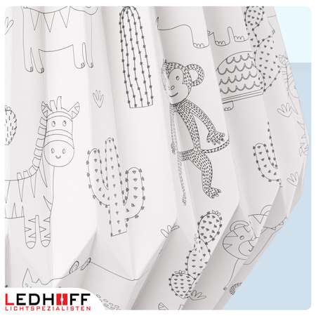 Lampa wisząca kula biała papierowa E27 do pokoju dziecka ZWIERZĘTA