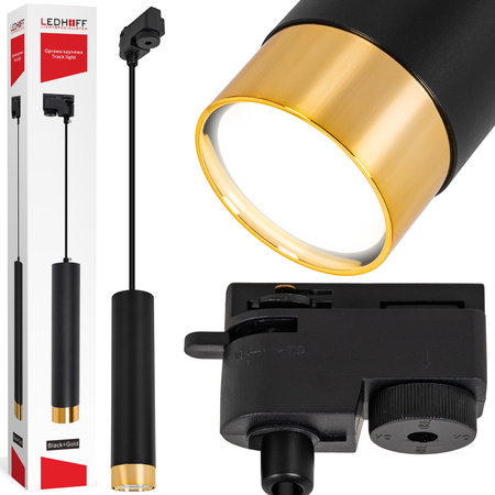 Reflektor szynowy czarny złoty GU10 lampa wisząca 1,5m na szynoprzewód