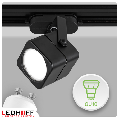 Oświetlenie szynowe czarne reflektor GU10 x3 szyna 1m