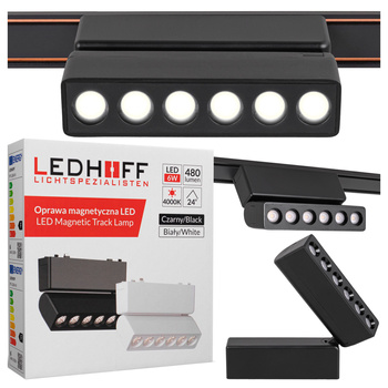 Lampa LED reflektor do szyny magnetycznej 6W punktowa CZARNA 4000K oprawa regulowana