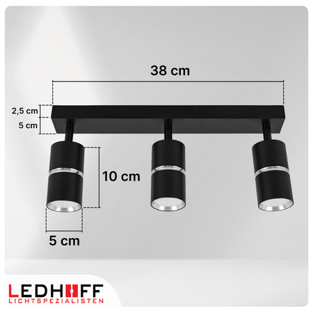 Kinkiet sufitowy Lampa potrójna SPOT GU10 czarna srebrna