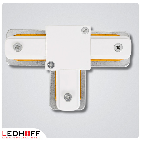 Łącznik trójnik typu "T" do szyn oświetleniowych LED biały szynoprzewodu listwy