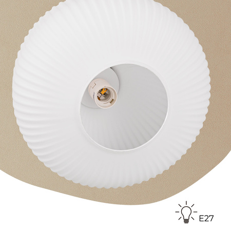 Lampa wisząca szklana E27 biała złota GLAMOUR szkło ryflowane