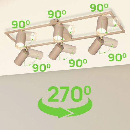 Lampa sufitowa Kinkiet 6x GU10 prostokąt beżowy kaszmirowy LUMIO