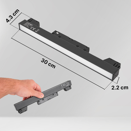 Lampa liniowa LED do szyny magnetycznej M20 12W 30cm czarna 3 BARWY ŚWIATŁA