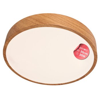 Plafon sufitowy LED 30cm z drewnianym wzorem