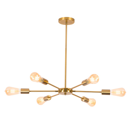 Lampa sufitowa złota metalowa E27 ozdobna 6-punktowa designerska