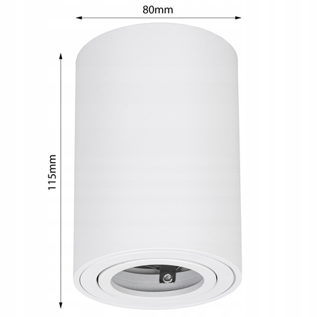 Oprawa halogenowa natynkowa TUBA LED GU10 Ruchoma BIAŁA do pokoju SPOT IP20