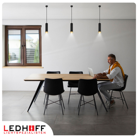 Lampa sufitowa wisząca na kablu Tuba LED GU10 czarna złota