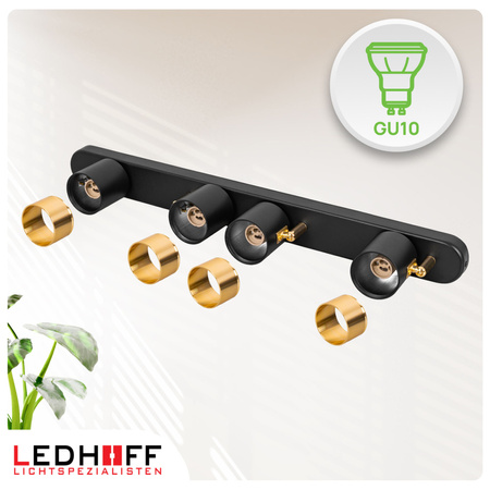 Kinkiet sufitowy poczwórny SPOT GU10 czarny złoty