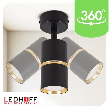 Kinkiet sufitowy pojedynczy SPOT GU10 czarny złoty