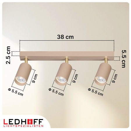 Lampa sufitowa Kinkiet potrójny GU10 beżowy kaszmirowy LUMIO