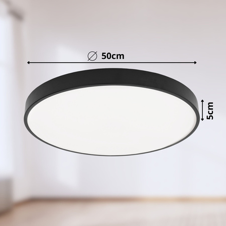 Plafon sufitowy LED czarny 50cm - wysoka wydajność świetlna 100lm/W