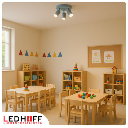 Lampa sufitowa do pokoju dziecka Kinkiet potrójny GU10 niebieski LUMIO