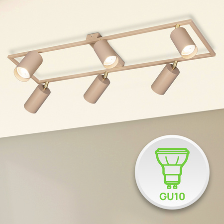 Lampa sufitowa Kinkiet 6x GU10 prostokąt beżowy kaszmirowy LUMIO