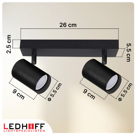 Lampa sufitowa Kinkiet podwójny GU10 czarny LINEA