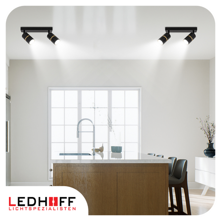 Kinkiet sufitowy podwójny SPOT GU10 czarny złoty