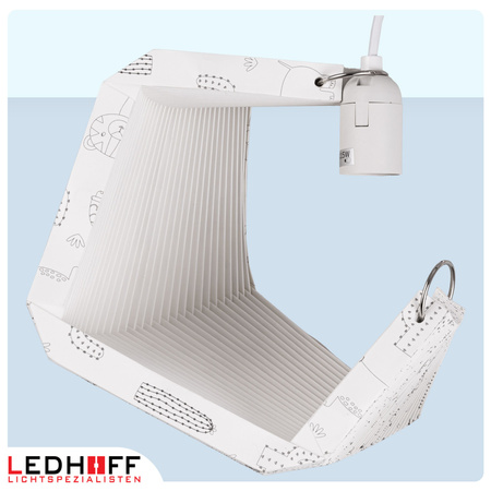 Lampa wisząca kula biała papierowa E27 do pokoju dziecka ZWIERZĘTA