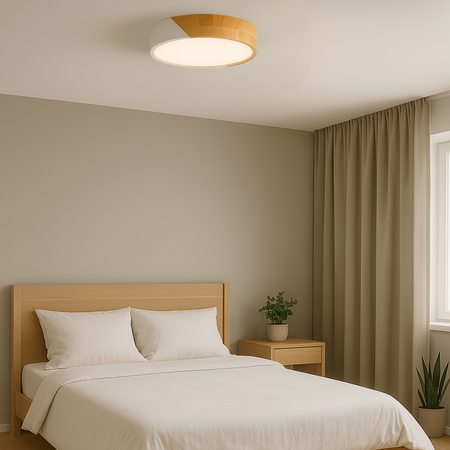 Plafon sufitowy LED biały metal + DREWNO 50cm WOODLINE