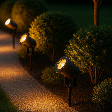 Lampa ogrodowa LED stojąca słupek wbijany + żarówka 7W