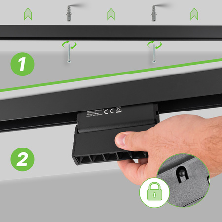 Lampa soczewkowa punktowa LED do szyny magnetycznej M20 6W 11cm ruchoma czarna 3 BARWY ŚWIATŁA