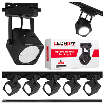 Oświetlenie szynowe czarne reflektor GU10 x5 szyna 2m