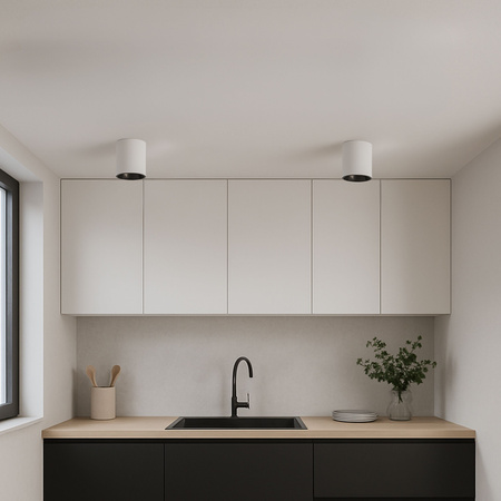 Oprawa sufitowa natynkowa Tuba GU10 okrągła biało-czarna