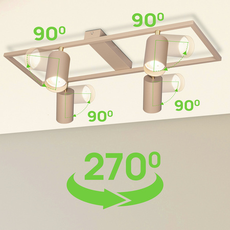 Lampa sufitowa Kinkiet poczwórny prostokąt GU10 beżowy kaszmirowy LUMIO