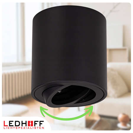 Oprawa sufitowa natynkowa Tuba GU10 okrągła czarna