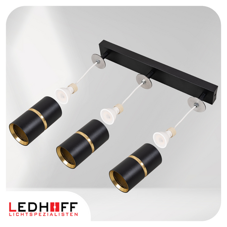 Kinkiet sufitowy Lampa potrójna SPOT GU10 czarna złota