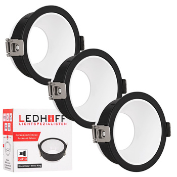 3x Oprawa halogenowa sufitowa podtynkowa GU10 czarno-biała