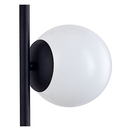 Lampa sufitowa czarna metalowa z 3 mlecznymi kloszami ozdobna E27 pionowa