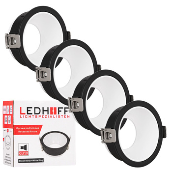 4x Oprawa halogenowa sufitowa podtynkowa GU10 czarno-biała
