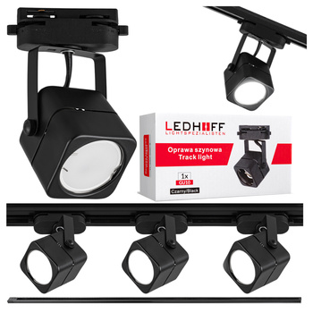 Oświetlenie szynowe czarne reflektor GU10 x3 szyna 1m