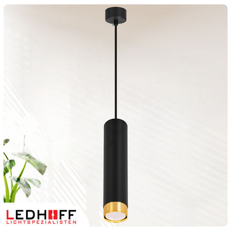 Lampa sufitowa wisząca na kablu Tuba LED GU10 czarna złota