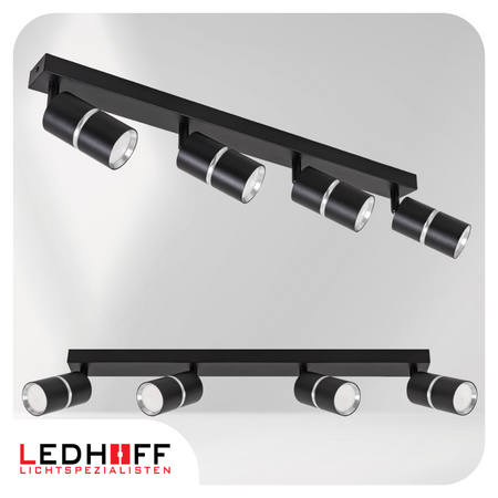 Kinkiet sufitowy Lampa poczwórna SPOT GU10 czarna srebrna