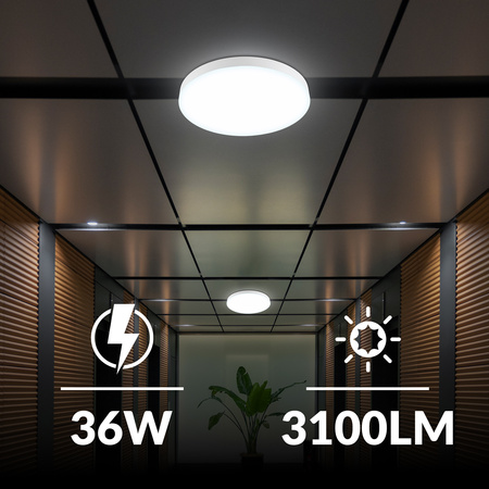 Plafon LED 36W okrągły biały Lampa sufitowa 3 barwy światła 40cm IP54
