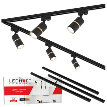 Oświetlenie szynowe czarny złoty 5x lampa GU10 szyna 3m