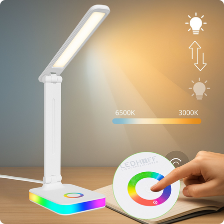 Lampka biurkowa LED biała 5W + światło RGB + USB