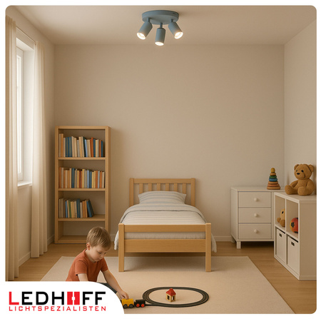 Lampa sufitowa do pokoju dziecka Kinkiet potrójny GU10 niebieski LUMIO