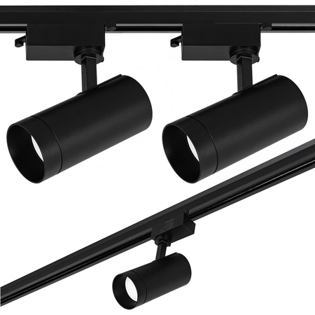 Oświetlenie szynowe czarne duże 3x lampa GU10 + szyna 1m