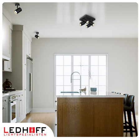 Lampa sufitowa Kinkiet poczwórny kwadrat GU10 czarny LINEA