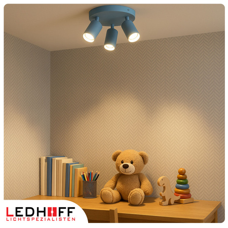 Lampa sufitowa do pokoju dziecka Kinkiet potrójny GU10 niebieski LUMIO