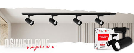 Oświetlenie szynowe czarne duże 3x lampa GU10 + szyna 1m