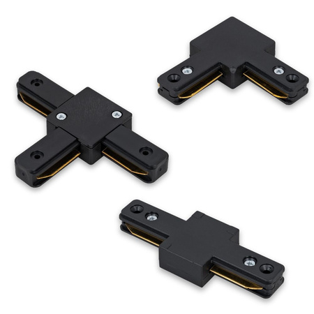 Łącznik kątowy do szyn oświetleniowych LED czarny typ "L" do szynoprzewodu