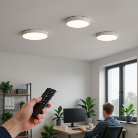 Plafon LED z PILOTEM Lampa sufitowa ŚCIEMNIANA 30cm