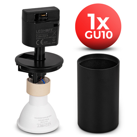 Oświetlenie szynowe czarne 5x lampa GU10 + szyna 2m