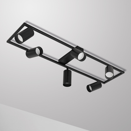 Kinkiet sufitowy Lampa 6x GU10 SPOT czarny duży prostokąt QUADRO