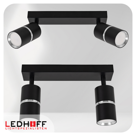 Kinkiet sufitowy podwójny SPOT GU10 czarny srebrny